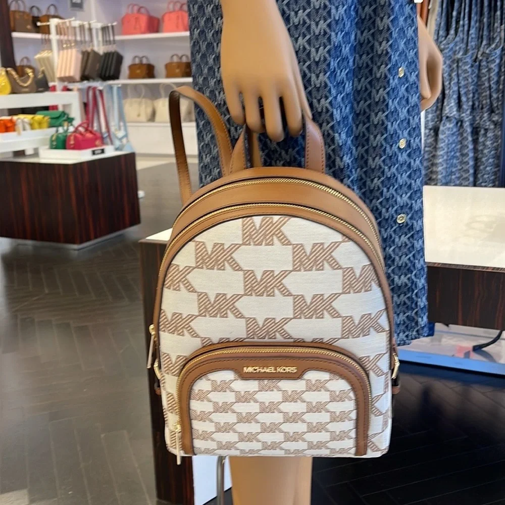 Michael Kors Jaycee Medium Logo Zip Pocket Backpack 35S3G8TB2J LUGGAGE